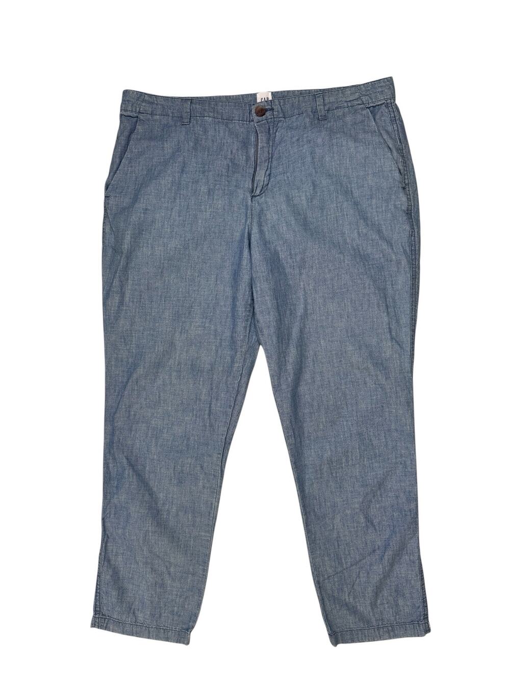 GAP Girlfriend Khaki Pants in Chambray Blue Size 14 Womens Tapered 100% Cotton